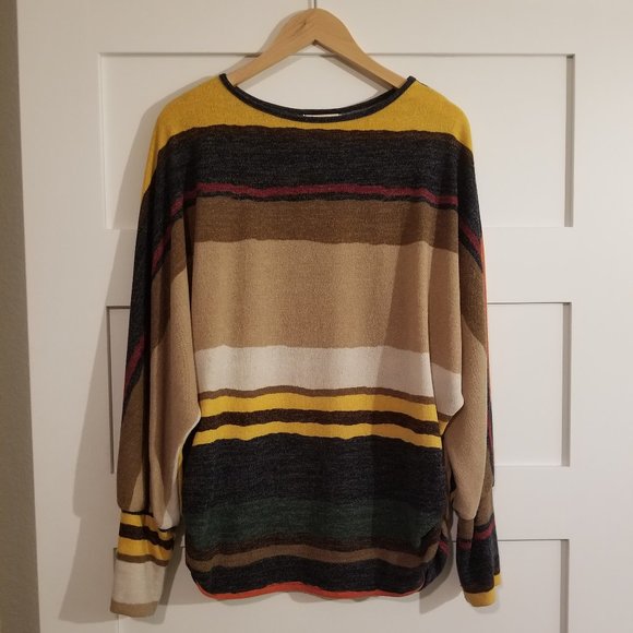 Raw Edge Striped Tunic Sweater - Picture 2 of 7